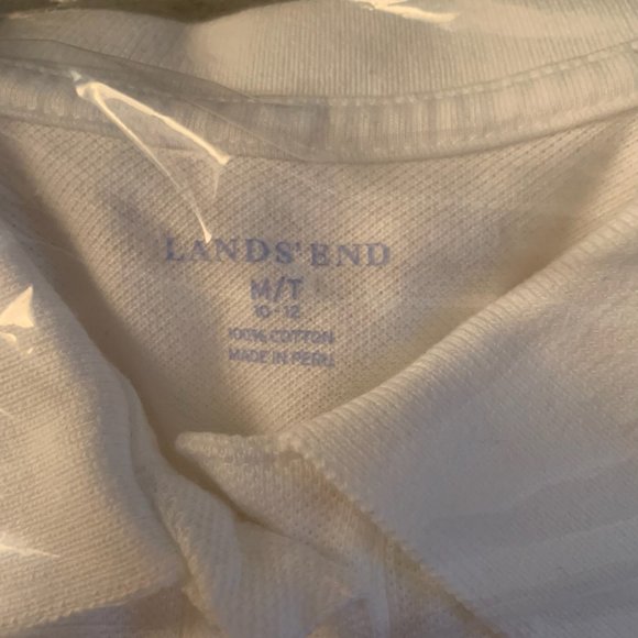 NWT LANDS'‎ END FORM FITTING WOMEN'S MESH POLO SHIRT WHITE MT (MEDIUM TALL) - Picture 7 of 12